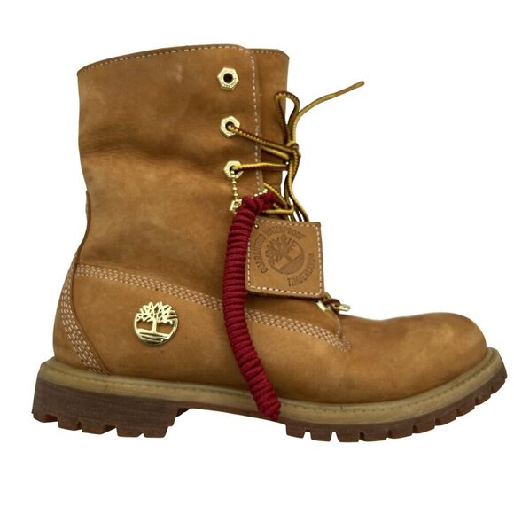 Timberland Womens 6.5W Teddy Fleece Fold-Down Wheat Waterproof Leather Boots - Picture 4 of 16